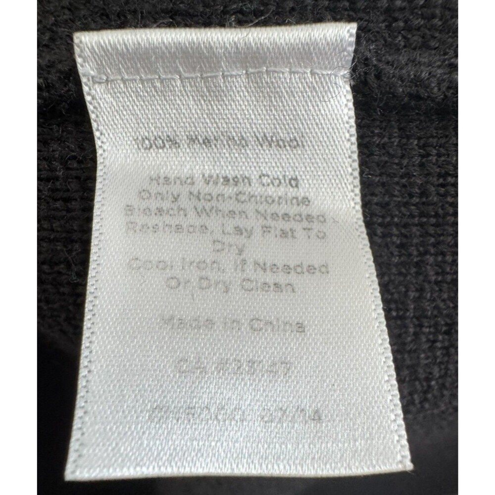 Talbots 100% Merino Wool Cardigan Jacket Size PL Open Front Zipper Pockets Black - Picture 4 of 4